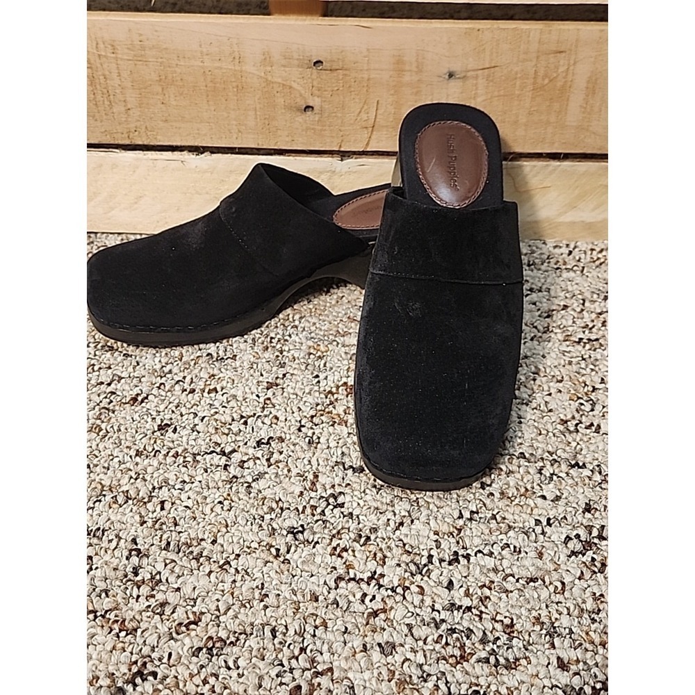 Hush Puppies Copenhagen Warm  Sz 8M Black Suede Clogs Shoes